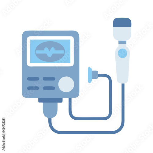 Vector Illustration of Doppler Ultrasound Machine in Light Blue