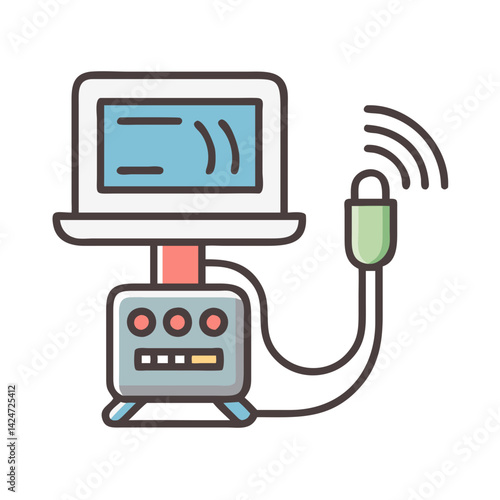 Modern Ultrasound Machine Illustration for Medical or Healthcare
