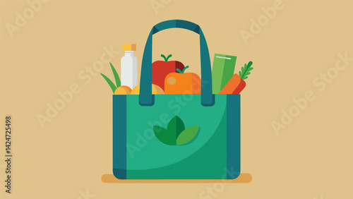 A cloth tote bag replaces plastic bags at the grocery store..
