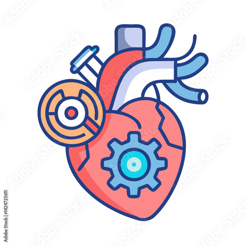 Mechanical Heart Innovation: Concept of future medical treatment.