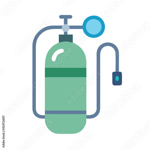 Diving Equipment: Scuba Tank with Regulator, Isolated Vector