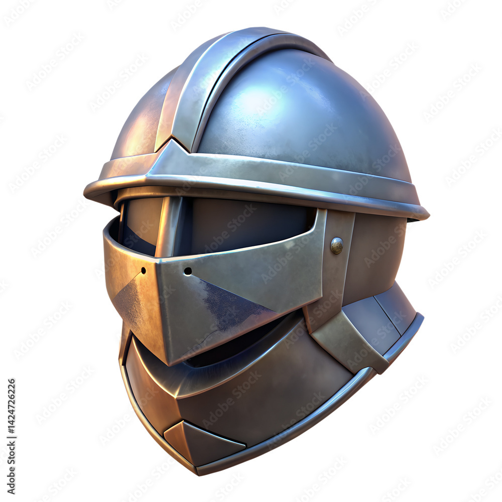 Fototapeta premium weathered knight helmet , medieval game 3d icon