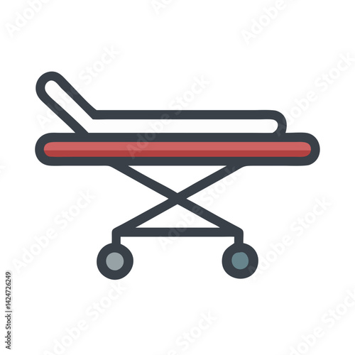 Hospital stretcher icon, medical gurney vector on black