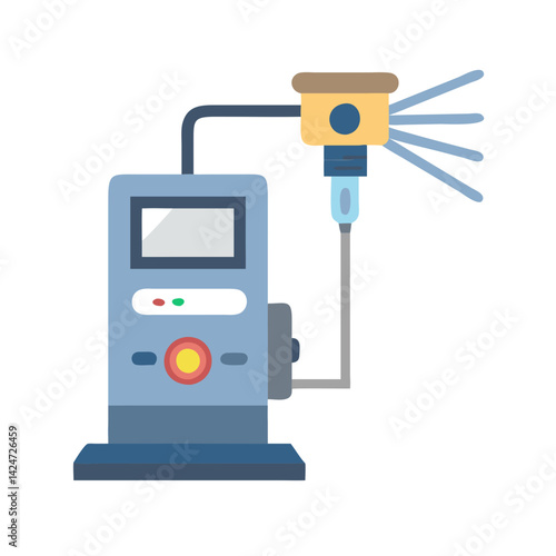 Industrial Sprayer Unit: Automated Spraying Machine Vector Illustration