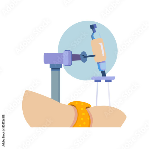 Illustration of scoliosis brace machine fitting on person