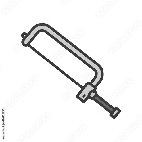 Hacksaw illustration on black background, a cutting tool