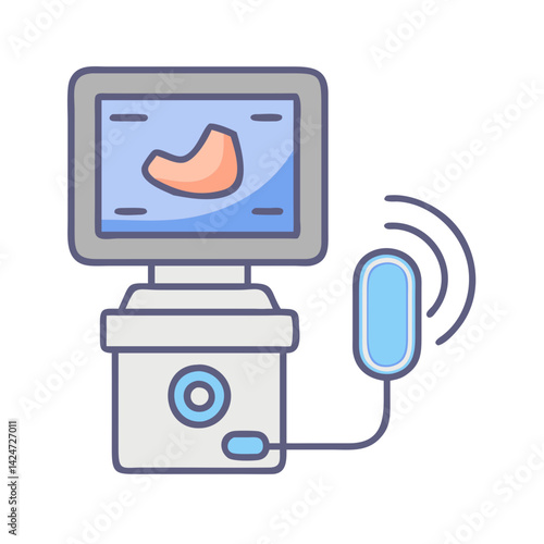 Cute Ultrasound Icon Illustration on Isolated Black Background