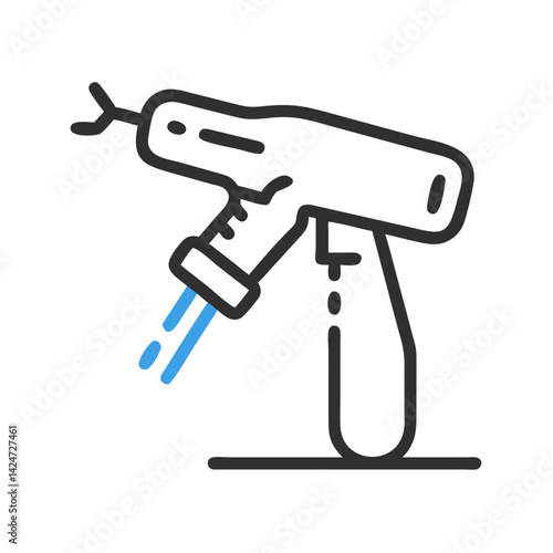 Spray Gun Icon Illustration with Blue Spray Outline