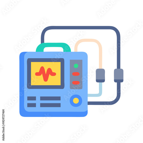 Medical EKG Machine Isolated with Electrodes, Vector Illustration