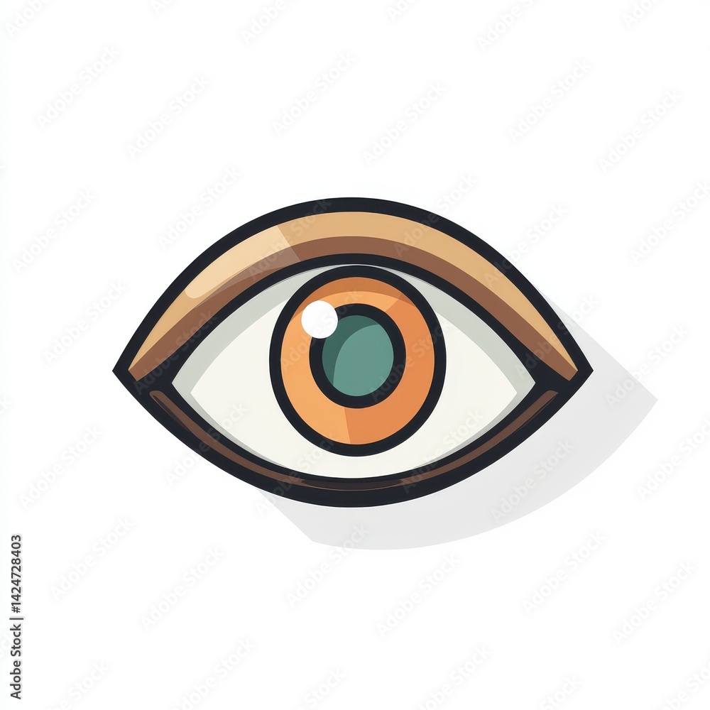 A white background features an icon of an eye with iris recognition technology A white background features an icon of an eye with iris recognition technology