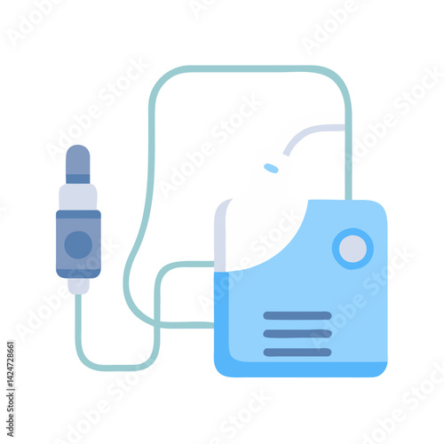 Simple Cartoon Nebulizer Illustration for Respiratory Therapy Concepts