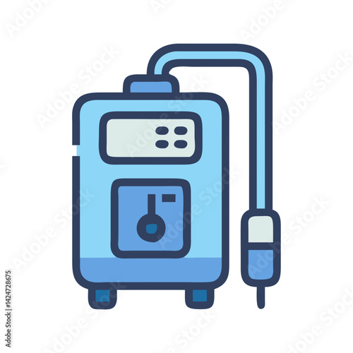 Illustration of a blue and cream dialysis machine