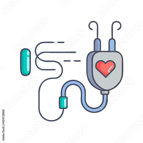 Pacemaker Icon Illustration: Medical Device for Heart Health