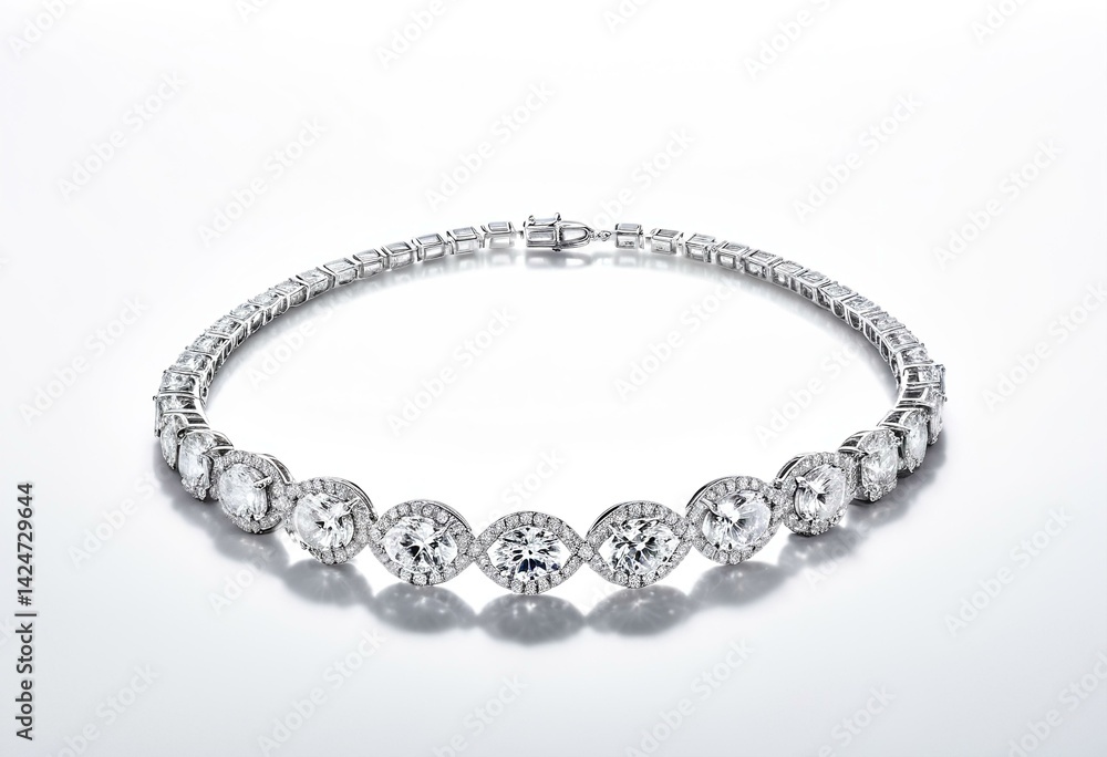 Obraz premium A diamond tennis bracelet on a white background.