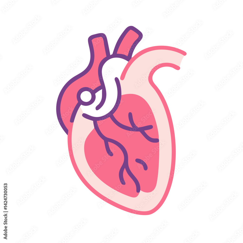Heart Cartoon Illustration in Pink, Purple, and Black Heart Cartoon Illustration in Pink, Purple, and Black