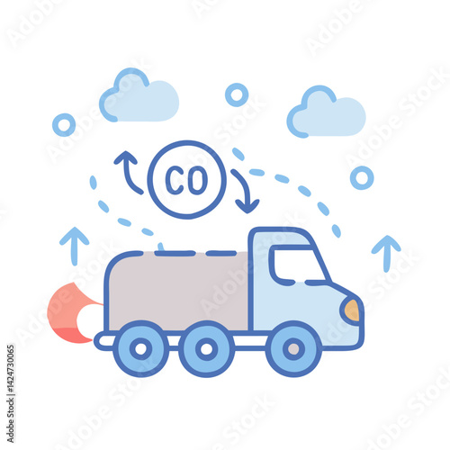 Truck emitting carbon monoxide, environment pollution, air pollution