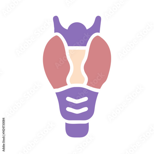 Stylized Illustration of Human Thyroid Anatomy with Black Background