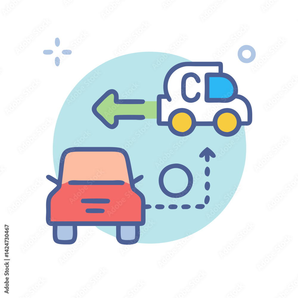 Car insurance concept icon, car accident and refund Car insurance concept icon, car accident and refund