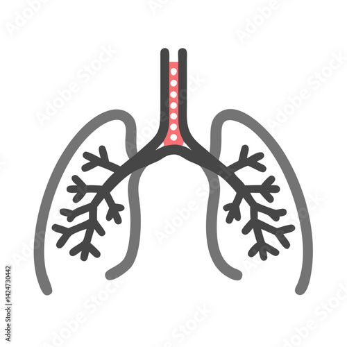 Human lungs illustration with trachea on black background