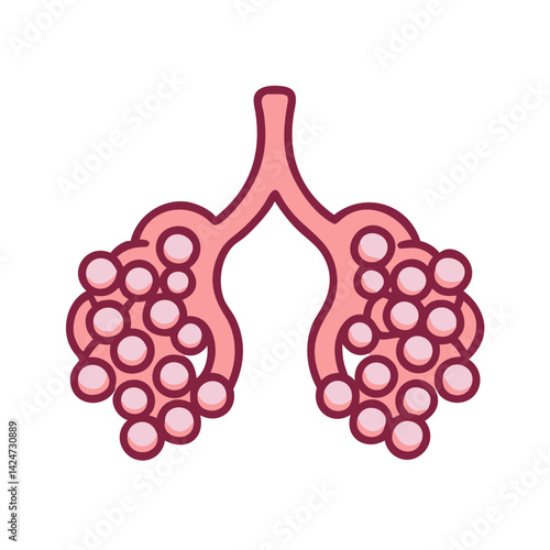 Alveoli diagram: Human lung air sacs illustration anatomy