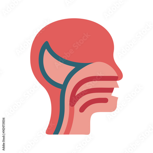 Human Head Silhouette with Throat and Mouth Anatomy