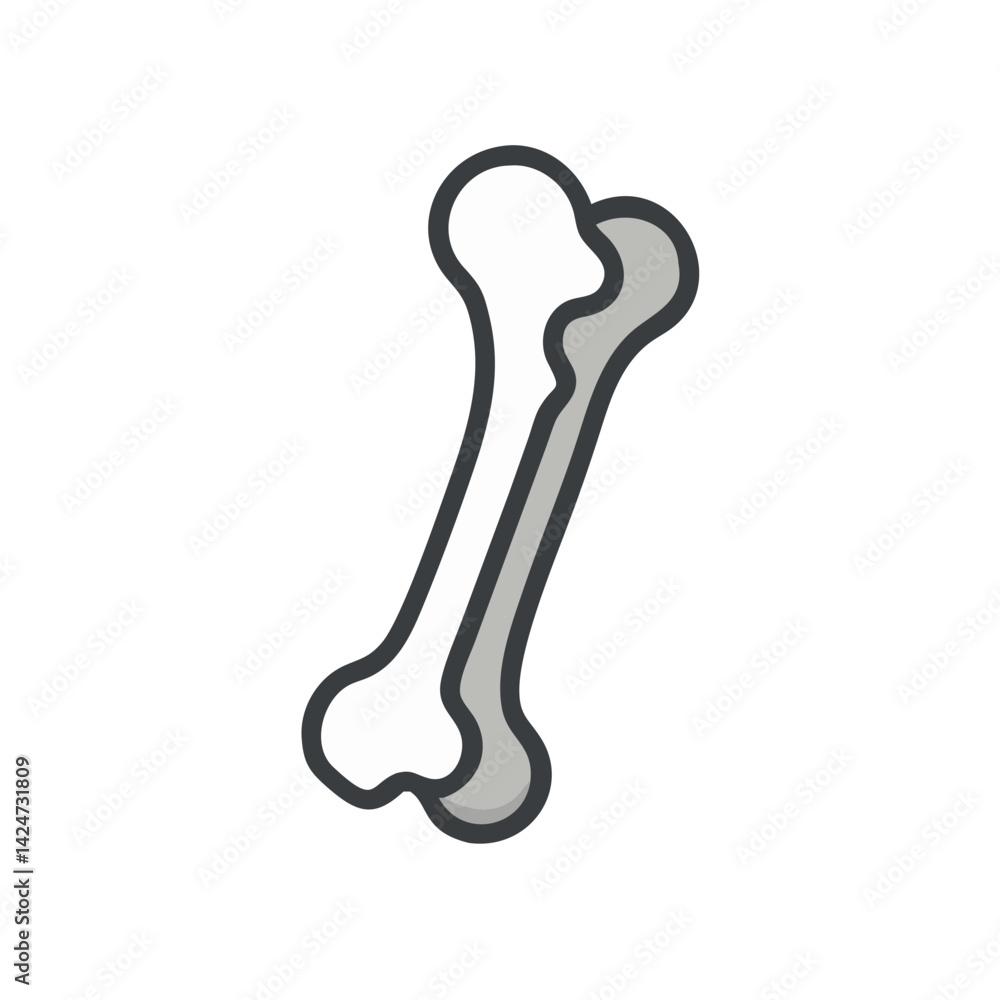 Cartoon Bone Icon Isolated on Black Background