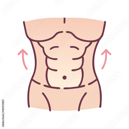 Toned Abs and Arrow Direction Isolated Vector Illustration