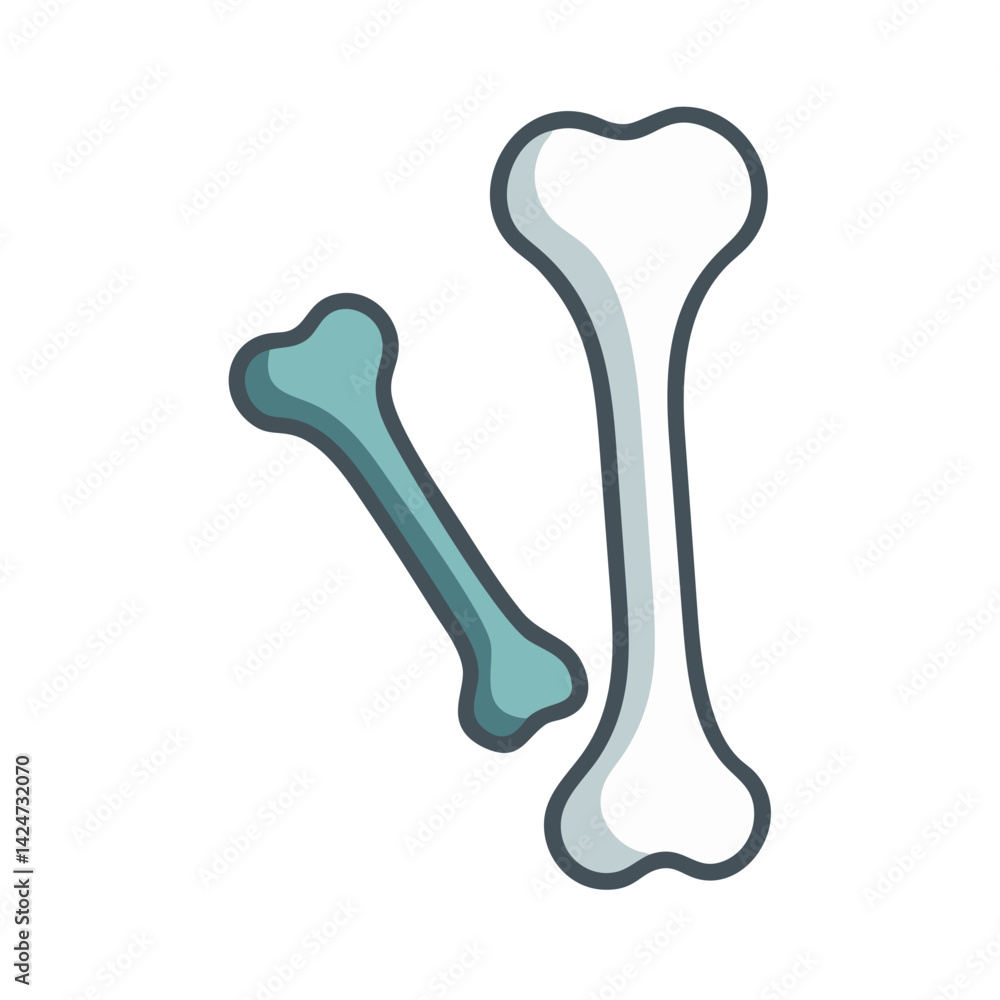 Fototapeta premium Bones Illustration on Black Background, Cartoon Style