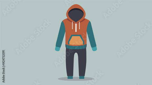 A hoodie made from a cozy temperatureregulating material like bamboo or merino wool paired with stretchy lightweight joggers for a cool weather. Vector illustration