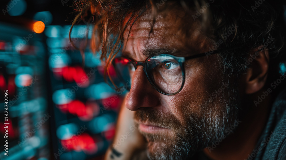 Professional Stock Trader Watching Market Crash on Trading Screen – Financial Crisis Concept Professional Stock Trader Watching Market Crash on Trading Screen – Financial Crisis Concept