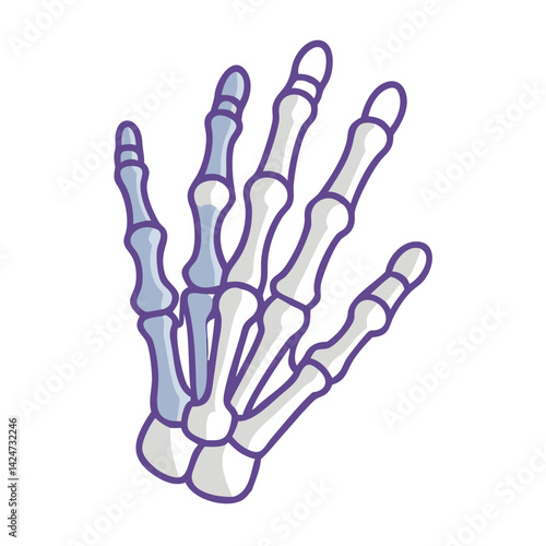 Cartoon Hand Skeleton Illustration against Black Background Design
