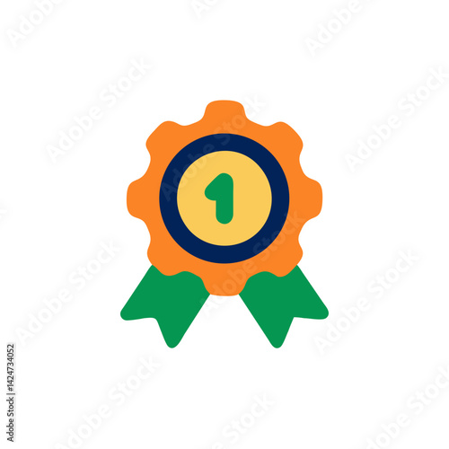 Colorful achievement badge icon representing gaming success and accomplishments on a white background