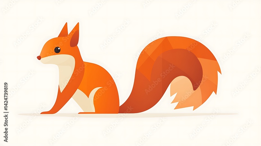 Obraz premium Cute Squirrel with Low Poly, and Autumn.