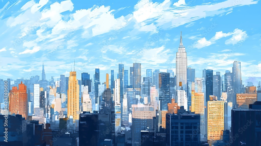 Fototapeta premium Sunny City Skyline View.