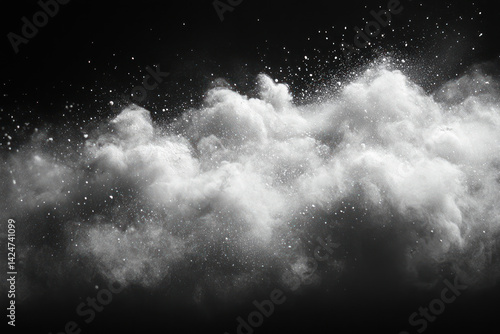 Obraz na płótnie An abstract image of white powder floating in the air against a black background. w salonie