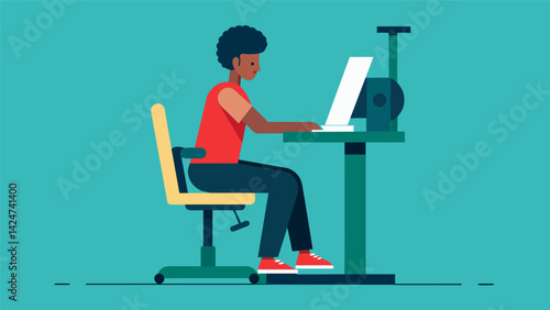 A person with a spinal cord injury using a machine with adjustable seat height and backrest.. Vector illustration
