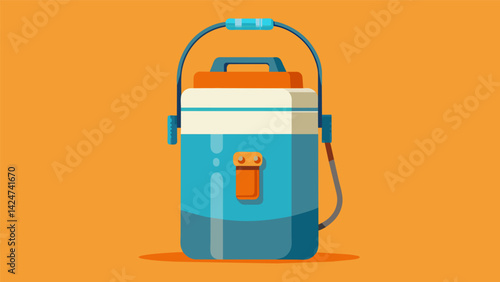 A portable water dispenser with a thermal lining to keep water cool during summer adventures.. Vector illustration