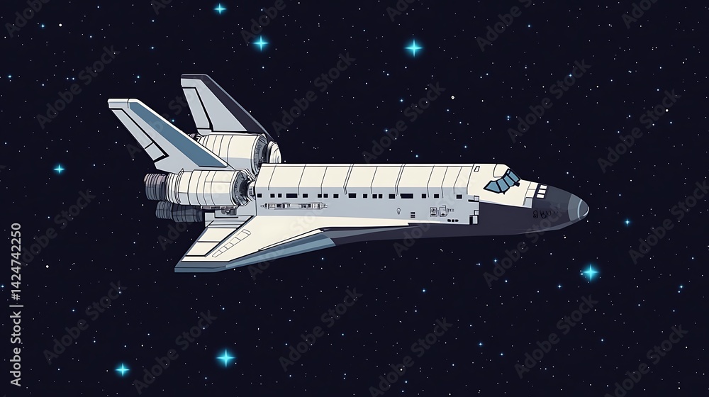 Space Shuttle in Pixel Art Style. Space Shuttle in Pixel Art Style.