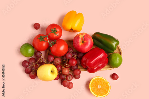 Fruits and vegetables on be...