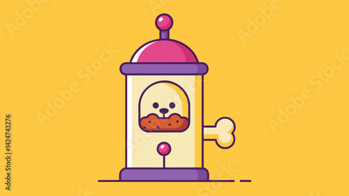 A playful dispenser shaped like a bone sure to keep pets entertained as their owners remotely reward them with delicious snacks.. Vector illustration