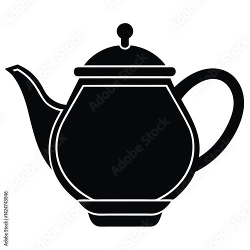 Teapot Silhouette Vector Icon – Black Style Isolated