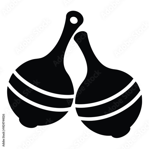 Traditional Castanets Silhouette Vector Icon – Elegant Design