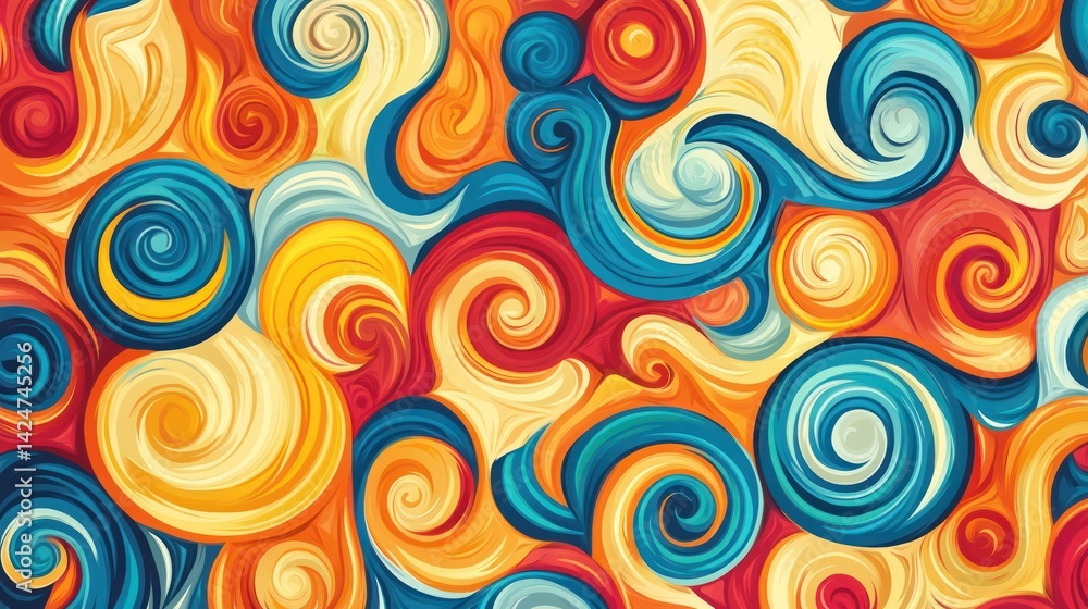 Vibrant swirling patterns create a dynamic abstract design. Vibrant swirling patterns create a dynamic abstract design.