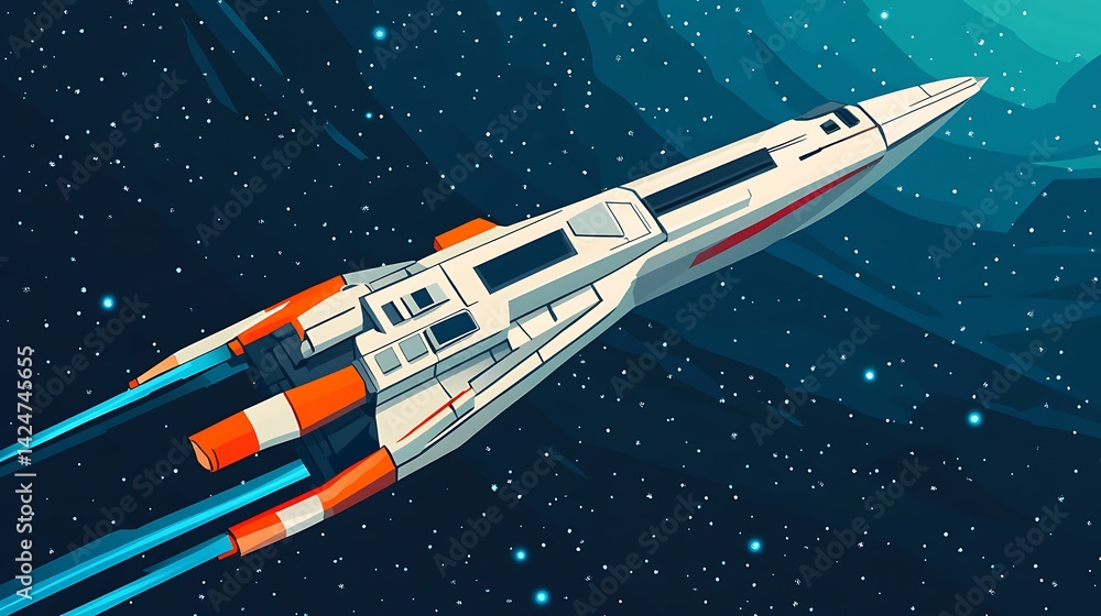 Fototapeta premium Spaceship soaring through cosmos. (1)