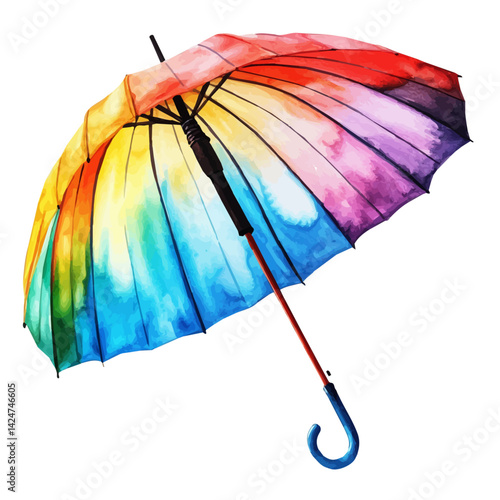 Smart umbrella that changes color with weather, watercolor illustration, isolated on a white background.

