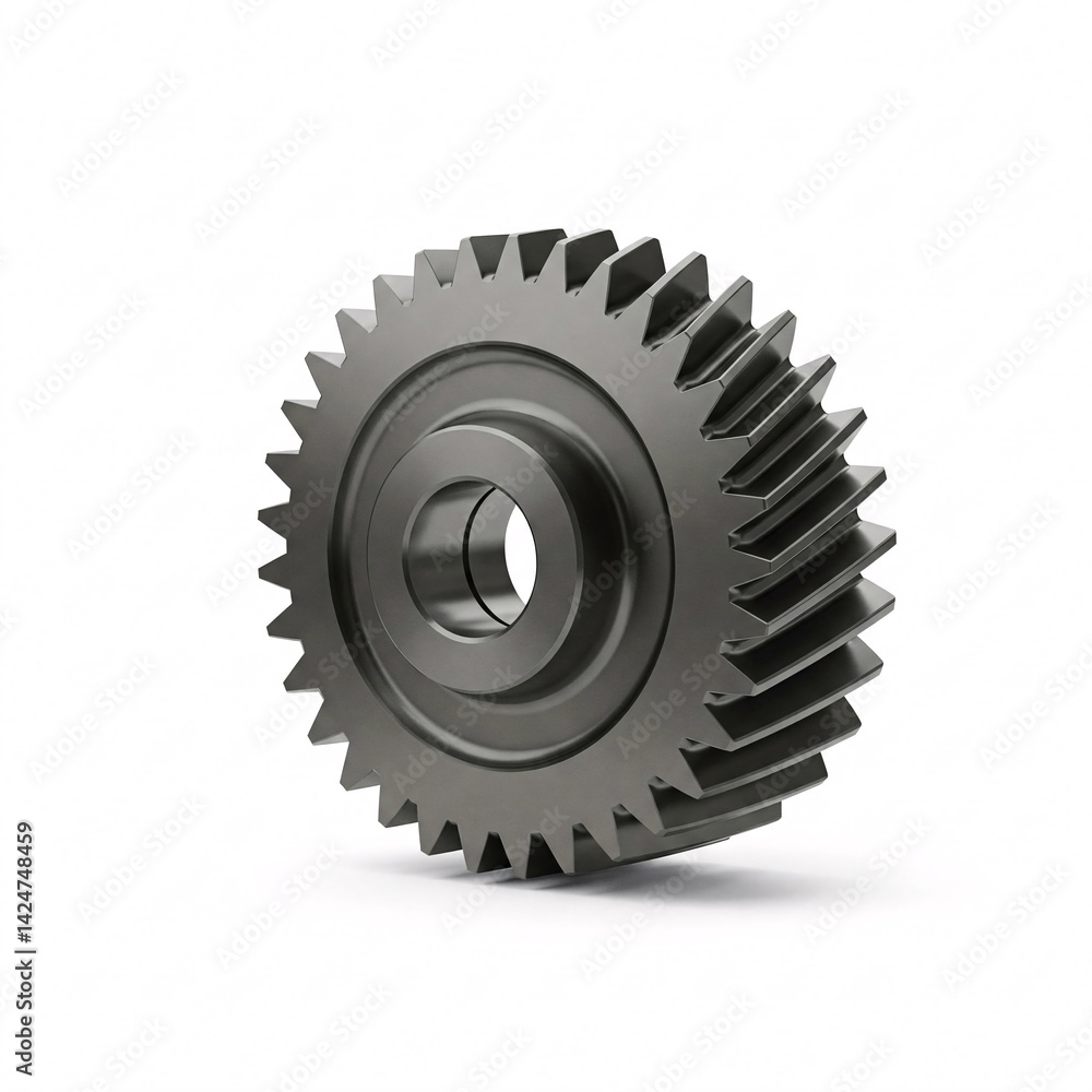 Metal gear isolated on white background. Cogwheel for transmission mechanism close-up Metal gear isolated on white background. Cogwheel for transmission mechanism close-up