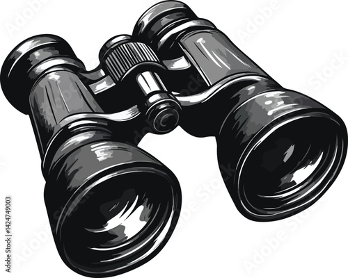 Binoculars Vector Illustration on Transparent Background