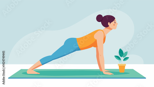 A patient lying on a yoga mat gently performing modified sun salutations to improve flexibility and ease tension after spinal .. Vector illustration