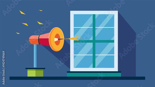 A small device that emits a highpitched noise to discourage birds from pecking at window panes.. Vector illustration
