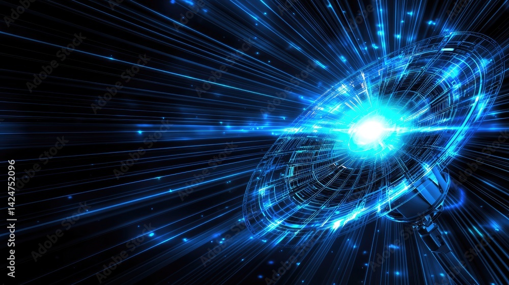 Obraz premium Exploring futuristic energy waves digital realm visual art cosmic environment dynamic perspective quantum concepts